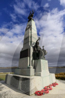 1914 Battle of the Falklands Memorial, sea, distant mountains, blue sky, Stanley waterfront, Port Stanley, Falkland Islands