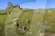 Jarlshof Prehistoric and Norse Settlement, 4000 years old, Sumburgh Head, Mainland, Shetland Islands, Scotland, United Kingdom