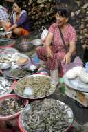 A Vietnamese woman laughing at a market near Hue
