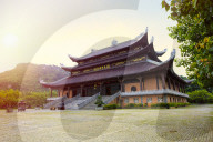 Ninh Binh, Gia Sinh, pagoda at Bai Dinh Mahayana Buddhist Temple near Tam Coc