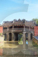 The 18th-century covered, wooden Japanese bridge in the Unesco World Heritage listed historical centre of Hoi An