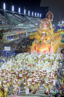 Brazil, Rio de Janeiro, dancers at the main Rio de Janeiro carnival parade in the Sambadrome (Sambodromo) arena