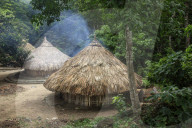 Circular huts in Pueblito - a kogi indigenous village in Tayrona National Park