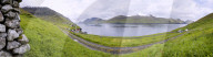 Panoramic of Kunoy Island, Nordoyar, Faroe Islands, Denmark