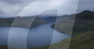 Panoramic of Funningur fjord, Eysturoy Island, Faroe Islands, Denmark