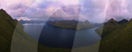 Panoramic of Funningur fjord, Eysturoy Island, Faroe Islands, Denmark