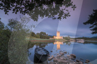 Panoramic of Ross Castle, Killarney National Park, County Kerry, Ireland