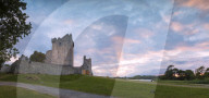 Panoramic of Ross Castle, Killarney National Park, County Kerry, Ireland
