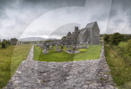 Panoramic of Corcomroe Abbey, The Burren, County Clare, Ireland