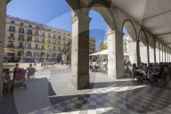 Arcades of the old town, Girona, Catalonia, Spain