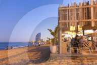 Restaurant on La Barceloneta Beach, Barcelona, Catalonia, Spain