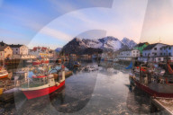 Harbor and fishing village of Reine, Lofoten Islands, Norway