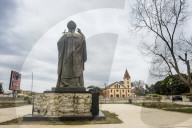 Pope statue errected for th visit of Pope Johannes Paul, Cabinda, Cabinda, Angola