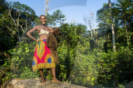 Baka pygmies in the Unesco world heritage sight Dzanga-Sangha Special Reserve, Central African Republic