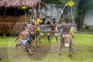 Young people practicing traditional dance, Manus or Admirality islands, Papua New Guinea