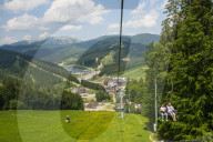 Overlook over the Bukovel ski resort, Carpathian Mountains, Ukraine