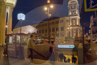 Entrance to a Metro station in Saint Petersburg, Russia
