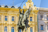 Ban Jelacic monument on Ban Jelacic Square, Zagreb, Croatia, Europe