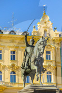 Ban Jelacic monument on Ban Jelacic Square, Zagreb, Croatia, Europe