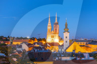 View of Cathedral of the Assumption Blessed Virgin Mary at night, Zagreb, Croatia, Zagreb, Croatia, Europe