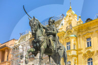 Ban Jelacic monument on Ban Jelacic Square, Zagreb, Croatia, Europe