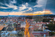 View of the city at night, Zagreb, Croatia, Europe