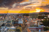 View of the city at dusk, Zagreb, Croatia, Europe