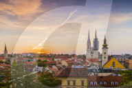 View of the Cathedral of the Assumption Blessed Virgin Mary at dawn, Zagreb, Croatia, Europe