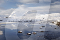 A wintery scene of Black Mount from Lochan na h-achlaise on Rannoch Moor, Highlands, Scotland, United Kingdom, Europe