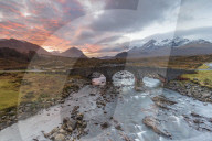 Sgurr nan Gillean in the Cuillin mountains from Sligachan Bridge, Isle of Skye, Inner Hebrides, Scotland, United Kingdom, Europe