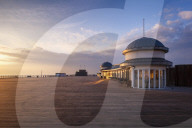 The pier at Hastings at sunrise, East Sussex, England, United Kingdom, Europe