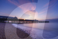 The pier at Hastings at dawn, East Sussex, England, United Kingdom, Europe