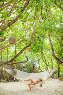 Scenic at Maldives Island with model.