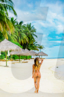 Scenic at Maldives Island with model.