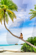 Scenic at Maldives Island with model.