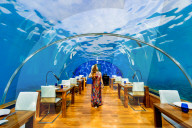 Views from Ithaa, the undersea restaurantÂ at Conrad Maldives.
