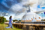 Model and Buddhist stupas ruins of the ancient kingdom of Sri Lanka, Anuradhapura.