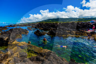 Views of natural volcanic pools called Biscoitos here on Terceira Island, Portugal.