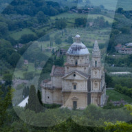 The renaissance church of San Biagio nestled in the countryside close to Montepulciano in the province of Siena