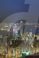 City skyline by night viewed from Victoria Peak, Hong Kong