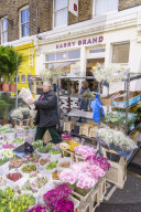 Columbia Road Flower Market, a very popular Sunday market between Hoxton and Bethnal Green in East London.