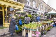 Columbia Road Flower Market, a very popular Sunday market between Hoxton and Bethnal Green in East London.