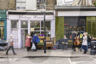 Buskers in Columbia Road, a very popular Sunday market between Hoxton and Bethnal Green in East London.