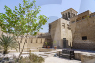 Restored traditional houses in Al Fahidi Historic Neighbourhood, Bur Dubai, Dubai, United Arab Emirates