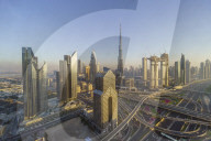 Dubai skyline and Sheikh Zayed Road Interchange, Dubai, United Arab Emirates Dubai, United Arab Emirates