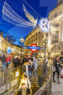 Christmas decorations at Piccadilly Circus, London, England