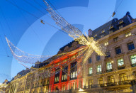 Regent Street with Christmas decorations, London, England