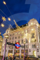 Christmas decorations at Piccadilly Circus, London, England