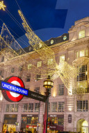 Christmas decorations at Piccadilly Circus, London, England