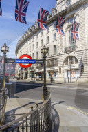 Union flags flying in Regent Street, London, W1, england